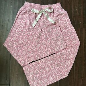Aero Pink & White Patterned Cotton Pajama Pants, XS